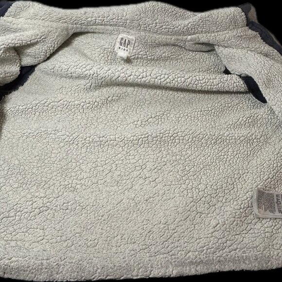 GAP Kids Sherpa Lined Cozy Arch Logo Zip Hoodie Jacket Size Medium - Picture 8 of 10